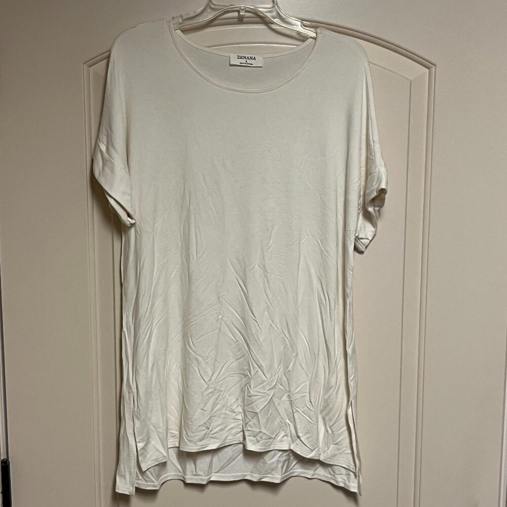 Zenana Women's Cream colored long shirt Size L